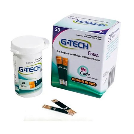 Fita Teste Glicemia Tira Glicose 50 Unidades G-tech Free