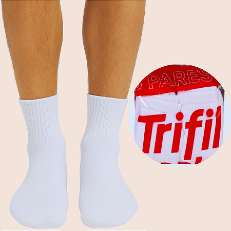 Kit 6 Pares Meias Esportivas Trifil Cano Médio Algodão Punho Soft Ajuste Perfeito Calcanhar Verdadeiro