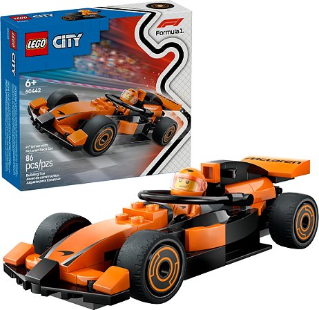 Lego 60442 - Piloto de F1 com Carro de Corrida Mclaren - Lego City
