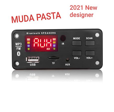 Placa Usb Mp3 Player Decodificador Bluetooth Aux Fm Sd Preto