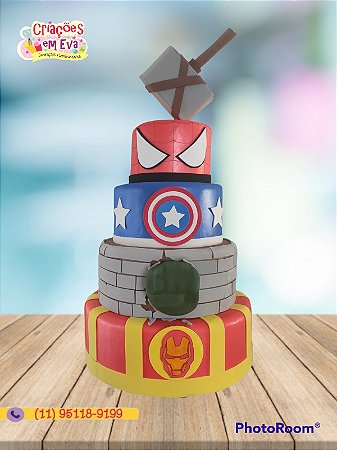 Bolo Fake Avengers - Vingadores - Criações em Eva