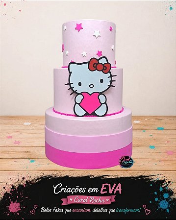 Bolo Fake Hello Kitty em EVA Decorativo