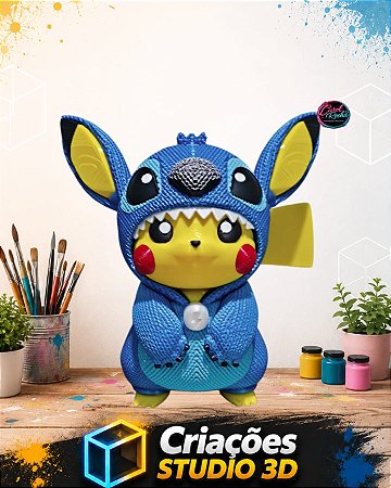 Pikachu Fantasiado de Stitch 3D