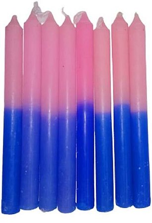 Vela Palito Azul e Rosa 1kg Parafina 100% Pura
