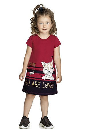 Vestido em meia malha infantil menina You are loved vermelho - Elian