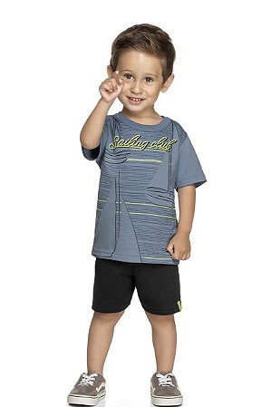 Conjunto Curto Infantil Menino Sailing Club Azul - Elian