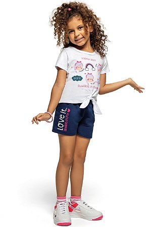 Conjunto Infantil Menina Happy Day Branco - Kamylus