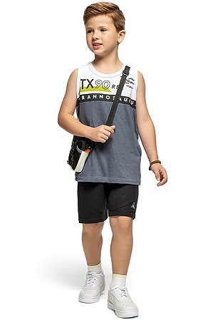 Conjunto Infantil Menino Tyrannosaurus Cinza - Kamylus
