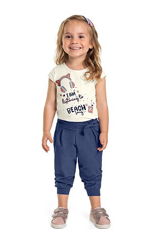 Conjunto Infantil Menina Beach Song Off White - Marlan
