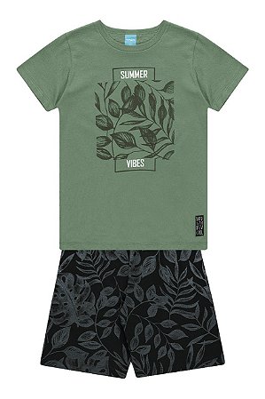 Conjunto Infantil Menino Summer Vibes Verde - Kamylus