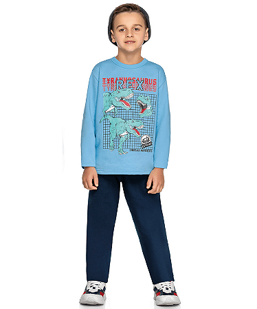 Conjunto Infantil Menino Moletom Felpado com Estampa Tiranossauro Rex - WRK