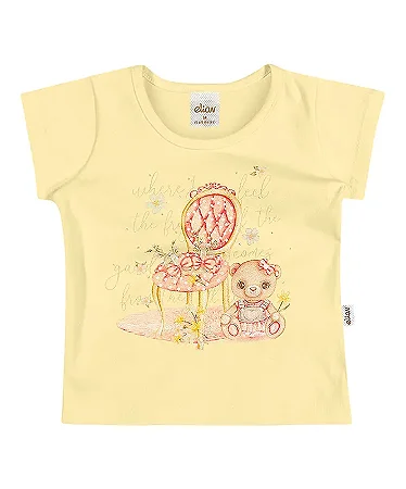 Blusa Infantil Menina Estampa Ursinha Fofa com Strass - Elian