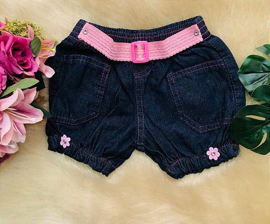 Short Infantil Jeans feminino com elástico