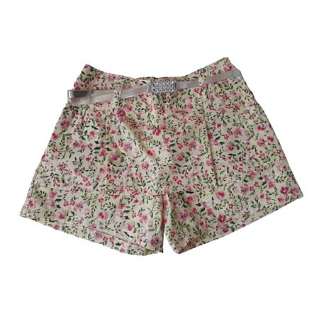 Short feminino floral com cinto