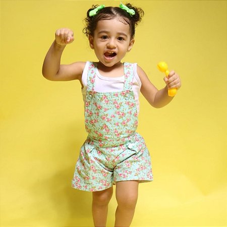 Jardineira Floral Infantil Feminina