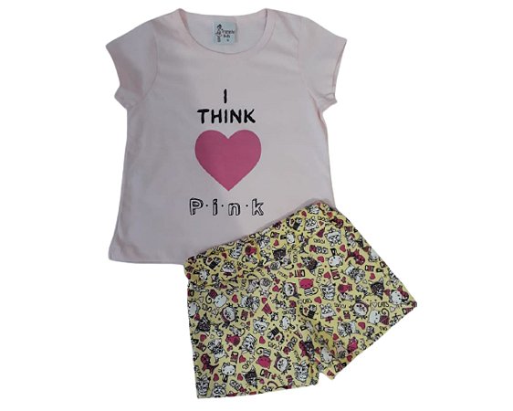 Conjunto Infantil Feminino "I think pink"