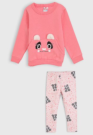 Conjunto Infantil Menina em Moletom - Brandili - Panda