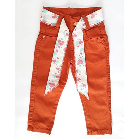 Calça em Sarja Infantil para Meninas - Colorida