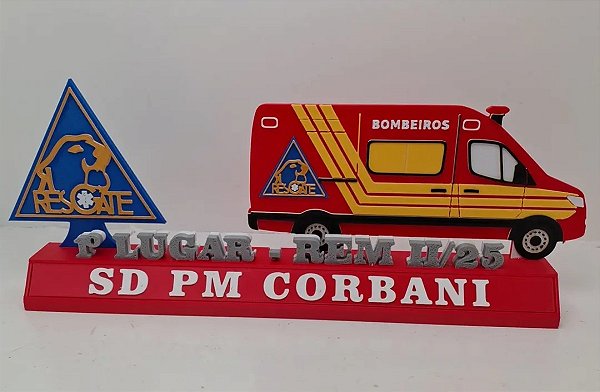PLACA DECORATIVA BOMBEIRO MILITAR IMPRESSÃO 3D