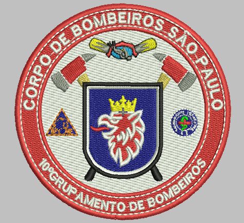 BRASÃO REDONDO 10° GRUPAMENTO DE BOMBEIRO BORDADO