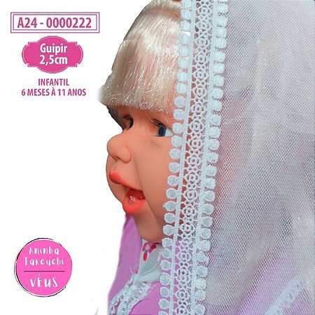 Véu infantil guipir 2,5cm