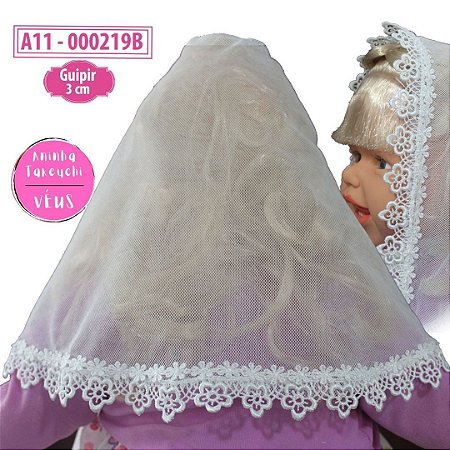 Véu infantil guipir 3cm