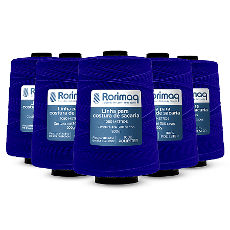 Linha para Costurar Saco Sacaria Colorida Cone 250 g Cx c/ 10 cones Azul Royal - 2kg