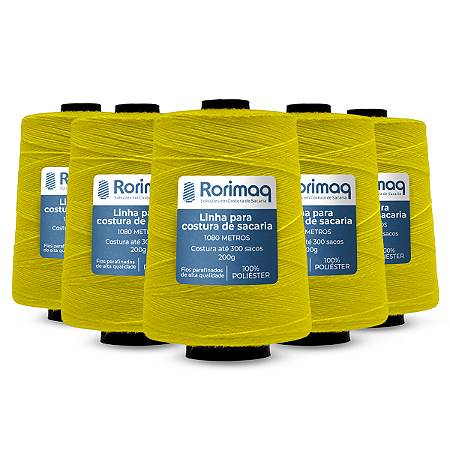 Linha para Costurar Sacaria Colorida Cone 250 g Cx c/ 10 cones AMARELO - 2kg