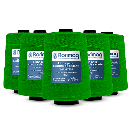 Linha para Costurar Sacaria Colorida Cone 250 g Cx c/ 10 cones Verde - 2kg
