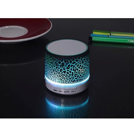 Caixa de Som Mini Speaker Bluetooth Preta sem fio Slot FM Stereo Som Speaker para Telefone Luminosa Anbes