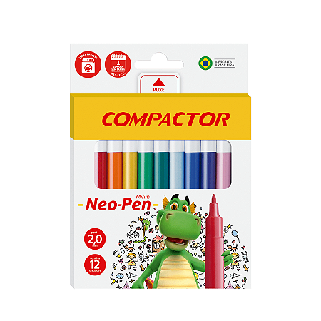 Canetinhas Hidrográficas Coloridas Neo-Pen Mirim 12 cores | Compactor