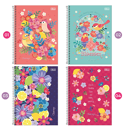 Caderno Espiral Universitário Charme 80 Folhas 1 Matéria | Tilibra