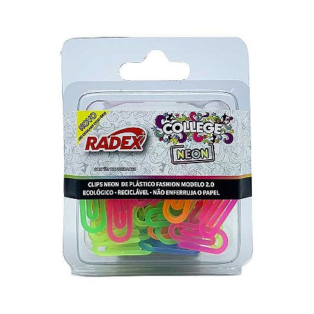 Caixinha 100 Clipes Coloridos Neon Fashion | RADEX