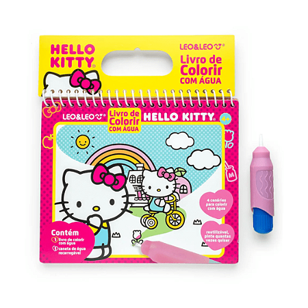 Livro Infantil de Colorir c/ Caneta de água Recarregável - Hello Kitty | Leo&Leo