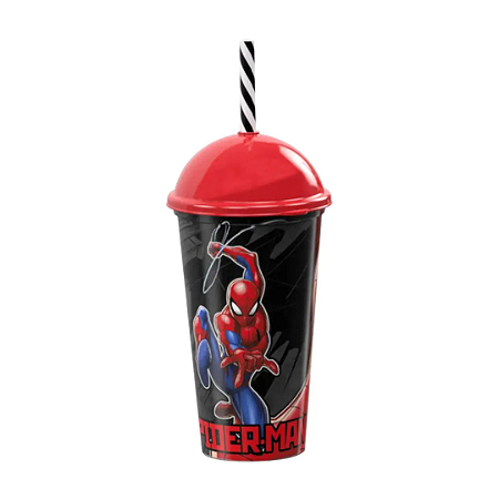 Copo c/ Canudo 500ml Homem-Aranha | Plasútil