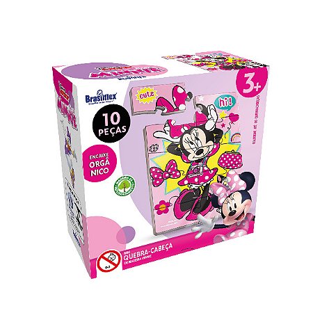 Mini Quebra-Cabeça em madeira Minnie Mouse Disney Sortido | BrasilFlex