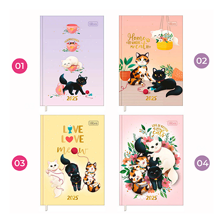 Agenda Costurada Petit Purrfect Cats 2025 | Tilibra