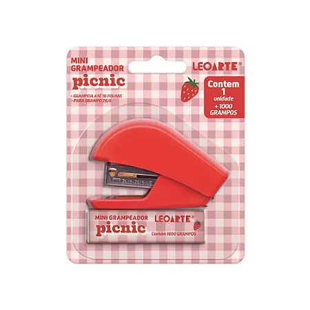 Kit Mini Grampeador Picnic + 1000 grampos | LeoArte