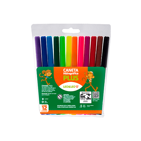 Canetinhas Hidrográficas Plus 12 Cores | Leo&Leo