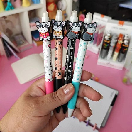 Caneta Mágica Apagável Gira Coleção Pug Doguinho (Tinta Azul) | BRW
