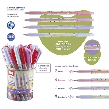 Caneta Esf. Perfumada Colorida Coleção Essenza | Tris