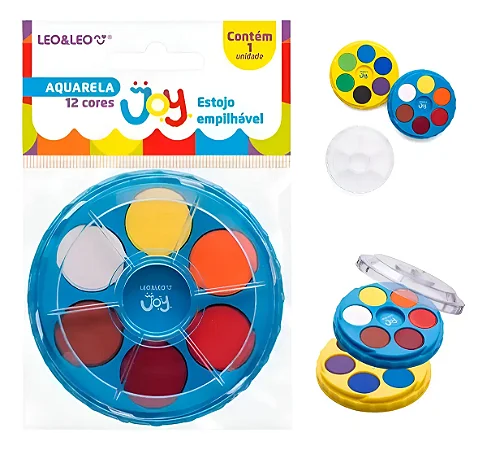 Estojo Empilhável Aquarela Coleção Joy 12 Cores | Leo&Leo