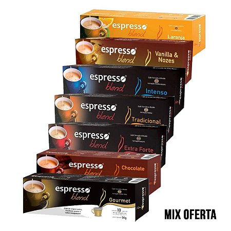 70 cápsulas aromas (laranja,vanilla, intenso,tradicional,extra  forte,chocolate e gourmet) + Grátis 10 capsulas intenso para Nespresso. -  Espresso Blend