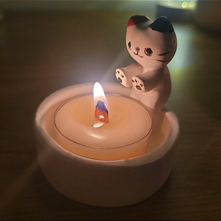 Suporte para velas Gatinho colorido c/ 6 velas