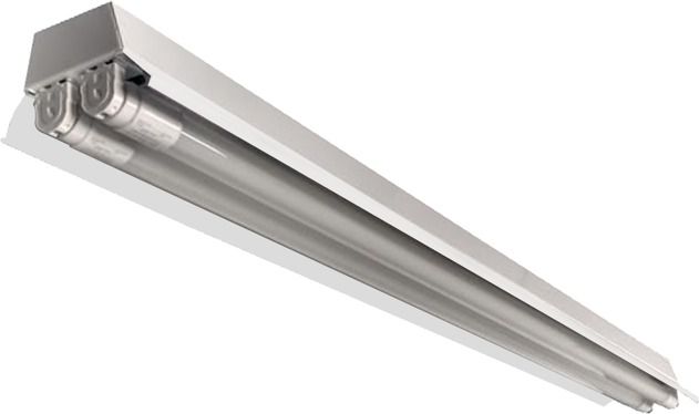 Luminária Comercial C/ Refletor em Alumínio Alto Rendimento de Sobrepor para Lâmpada Led T8 2x18W 20W