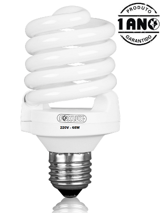 Lâmpada Econômica 65W Espiral 220V Branca - Foxlux