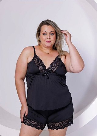 SHORT DOLL PLUS SIZE - COR PRETO