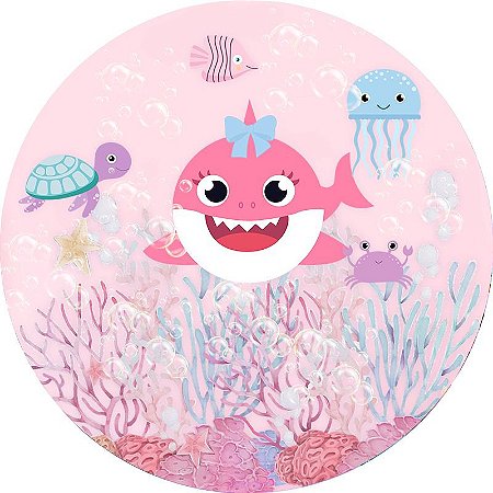 Painel Redondo Tecido Sublimado 3D Baby Shark WRD-1242