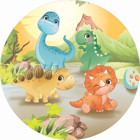 Painel Redondo Tecido Sublimado 3D Dino Baby WRD-1645