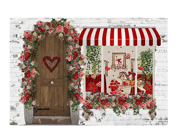 Fundo Fotográfico Tecido Sublimado Gigante 3D Porta Floral Dia dos Namorados 3,00x2,50 WFG-175